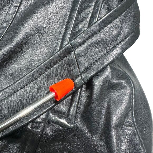 Wilsons Leather | Women | Black Chic Soft Genuine Leather Trench Coat | Medium - Picture 14 of 15